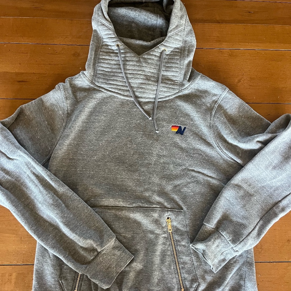 Women's Aviator Nation Ninja Pullover Hoodie in Gray (Size L)